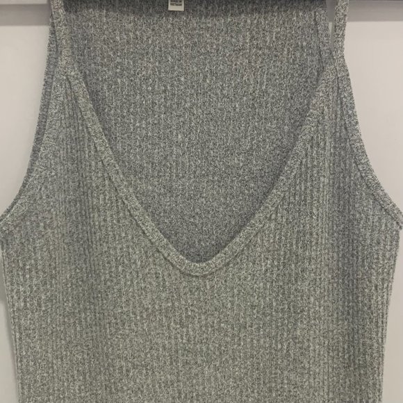 Community Parfit V Neck Ribbed Knit Dress Grey S - Picture 6 of 9